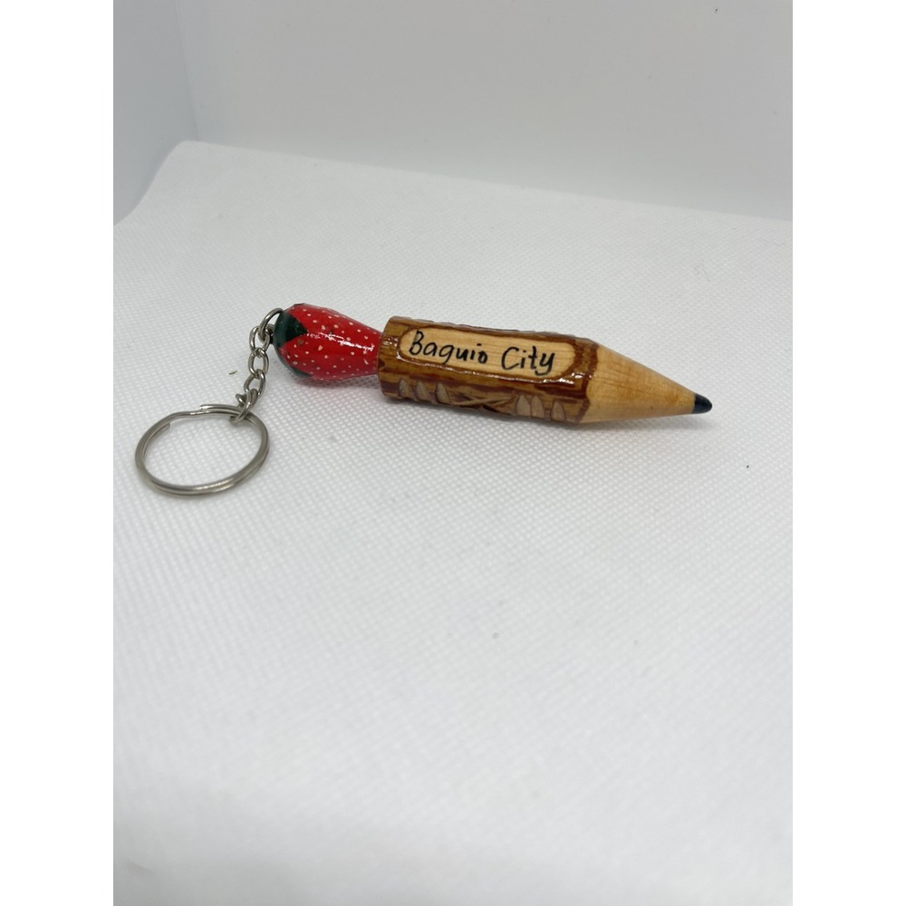 Vintage Strawberry Pencil Key Chain Keyring. TT